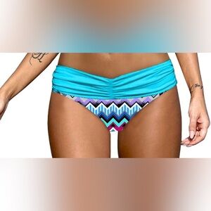 NEW Swimsuit Bottoms Sz XXL Teal with Purple Zigzag Pattern 20-22